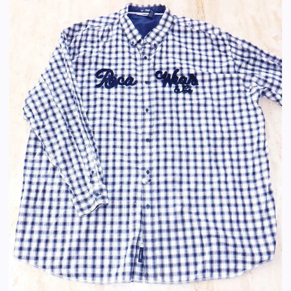Roca wear plaid white/black button shirt